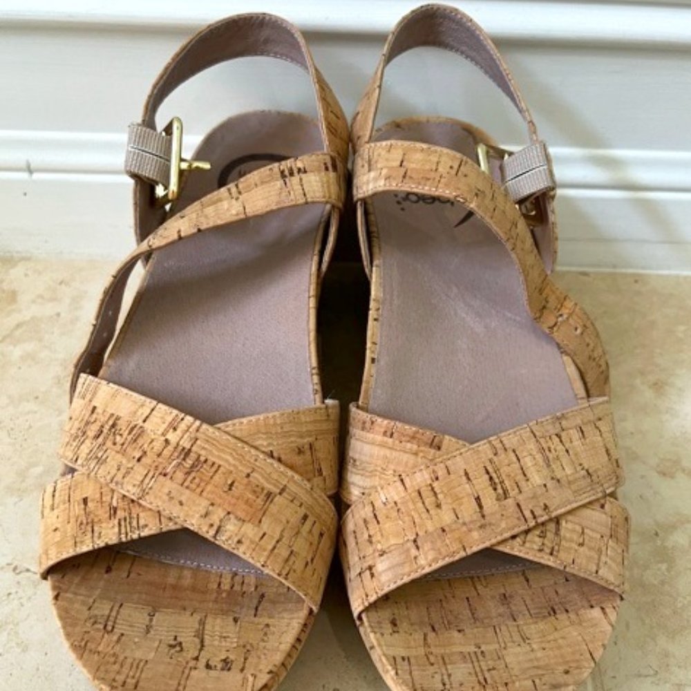 Abeo Biosystem - Hana Neutral Shoes | Cork Wedge Sandals | Womens Size 8 (US)